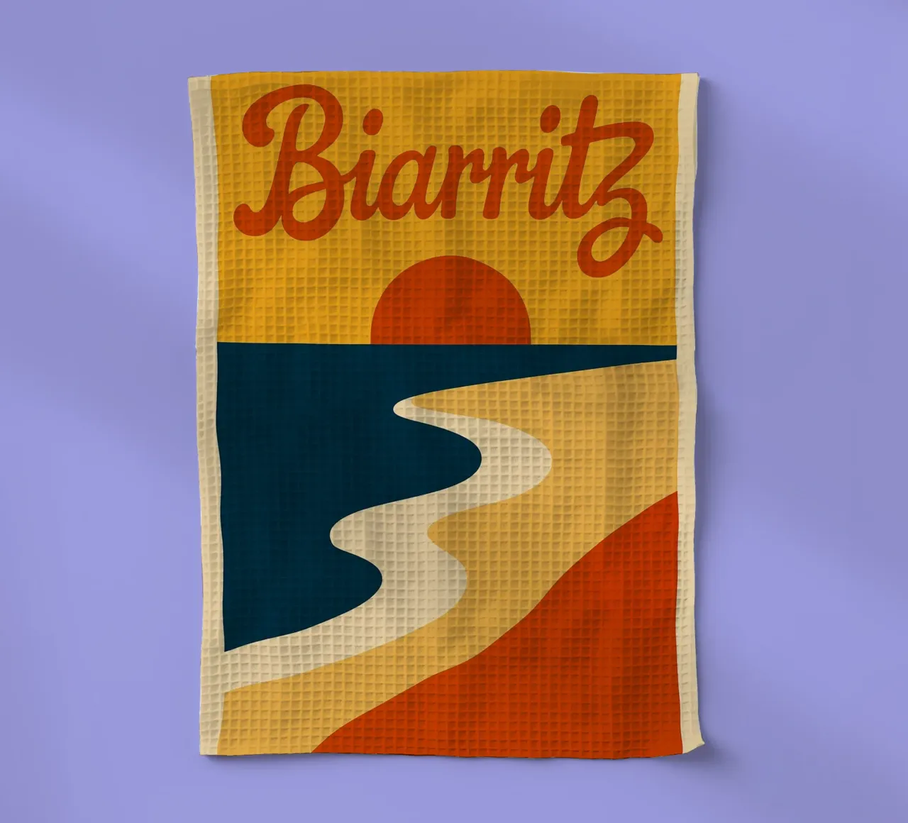Biarritz. Un tramonto perfettamente curvo. canovaccio da cucina da JETLAG | affiches voyage