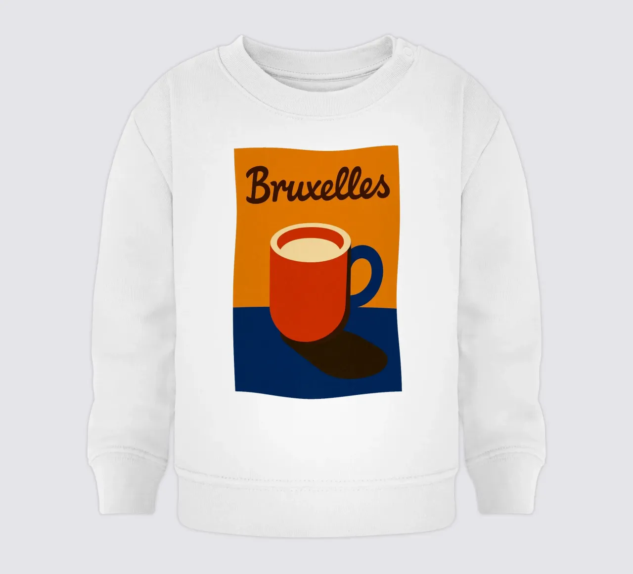 Bruxelles. Caffè caldo e design belga. felpa neonato da JETLAG | affiches voyage