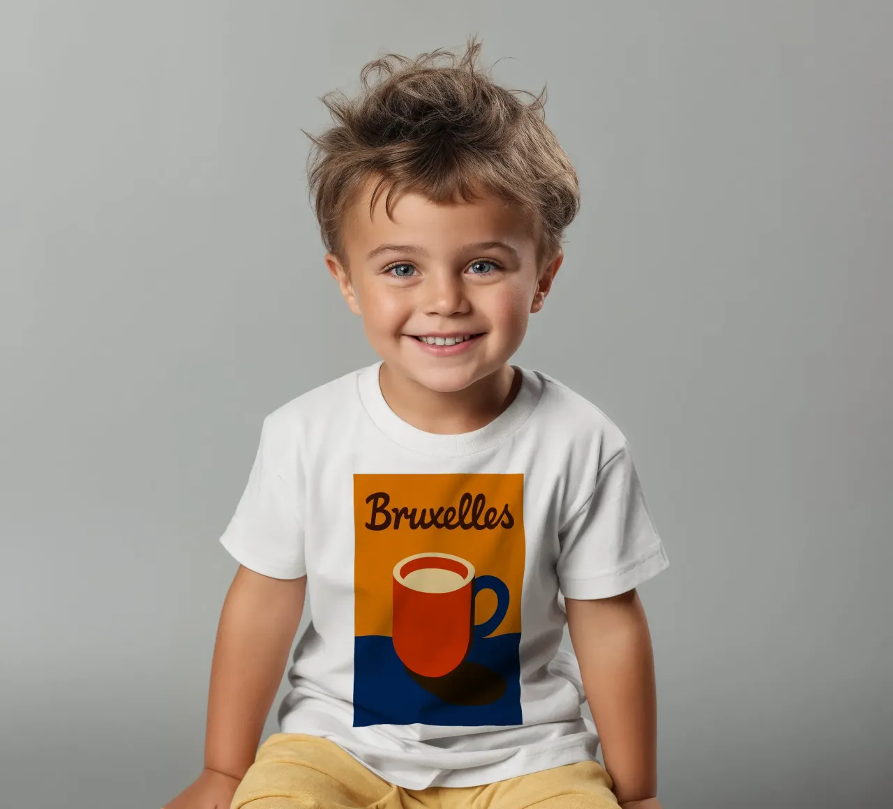 Bruxelles. Caffè caldo e design belga. t-shirt bambini da JETLAG | affiches voyage
