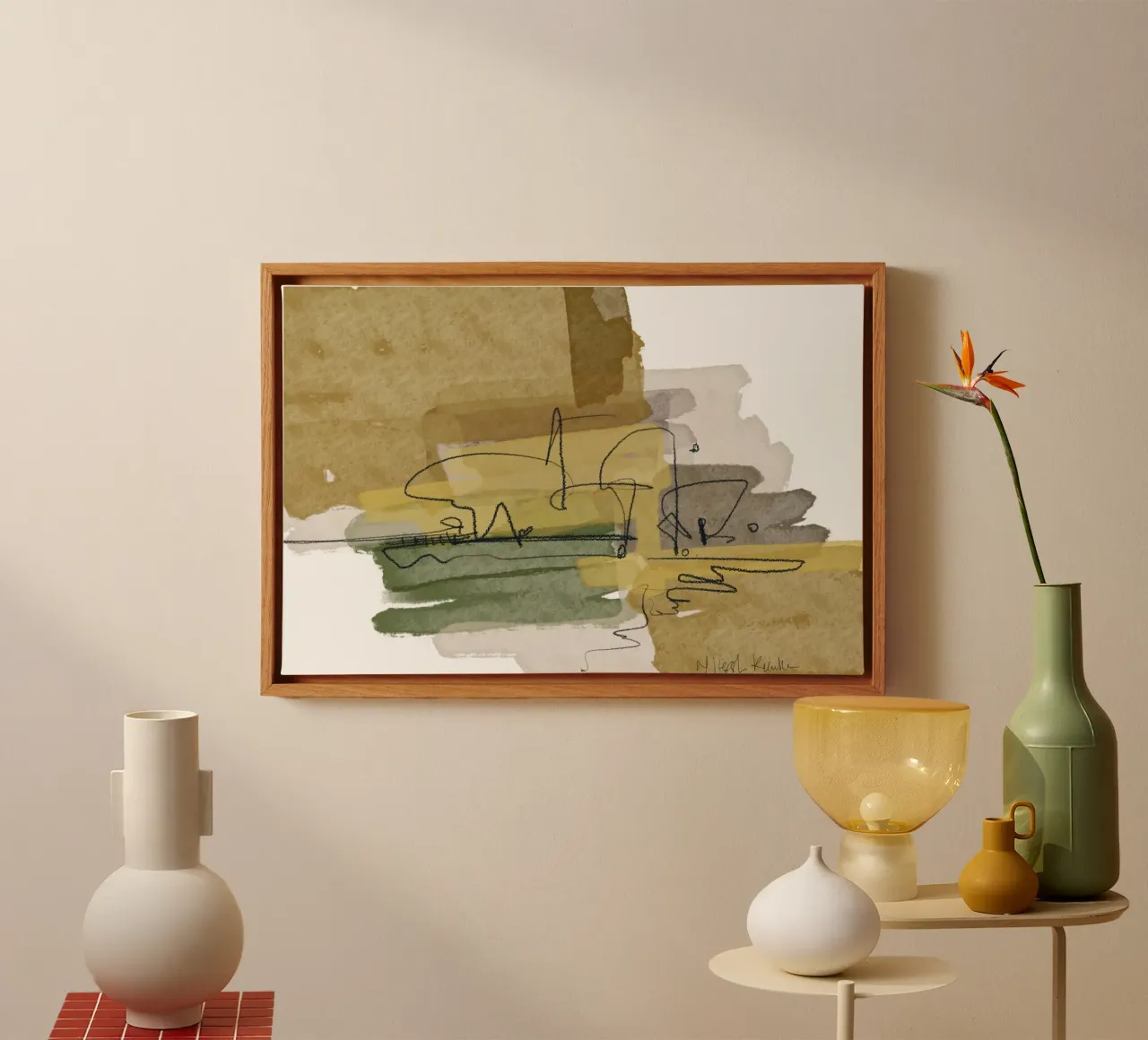 Olijf & Oker canvas met Baklijst van nileshkikuuchise