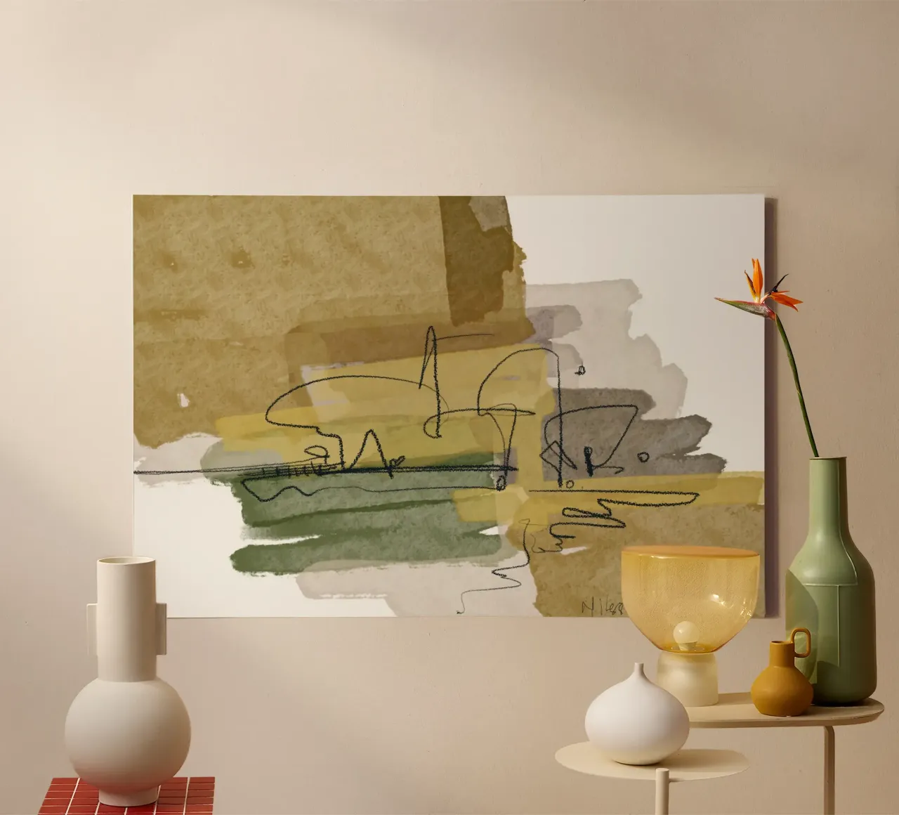 Olijf & Oker canvas met Baklijst van nileshkikuuchise