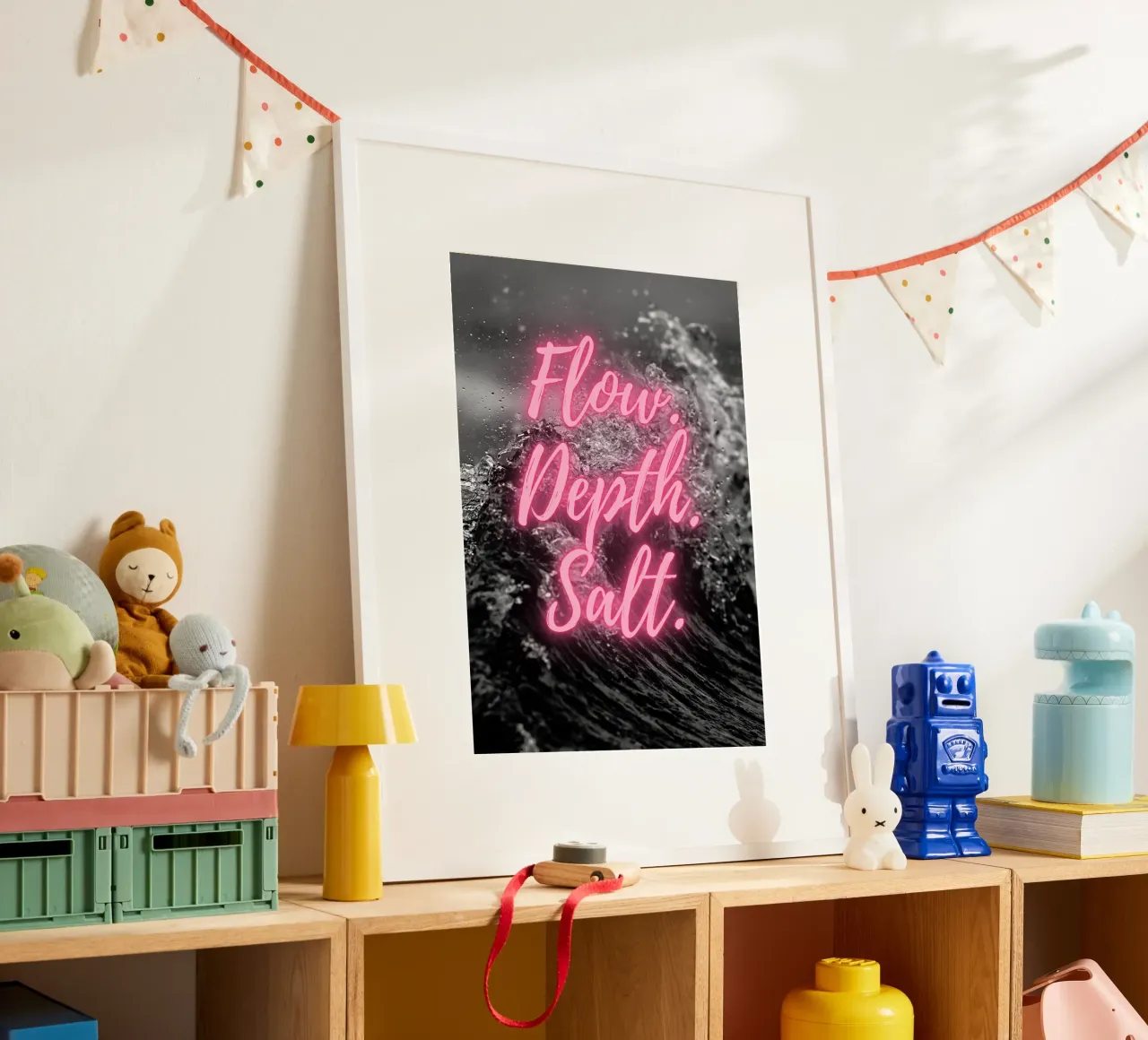 FLOW. DEPTH. SALT. poster con telaio in plastica da Einfach Uebel