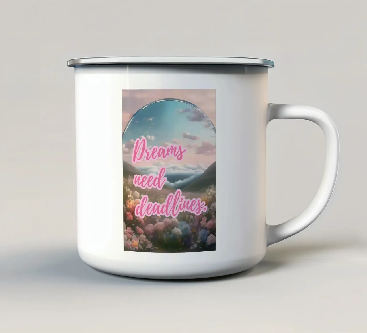 DREAMS NEED DEADLINES tazza in smalto da Einfach Uebel