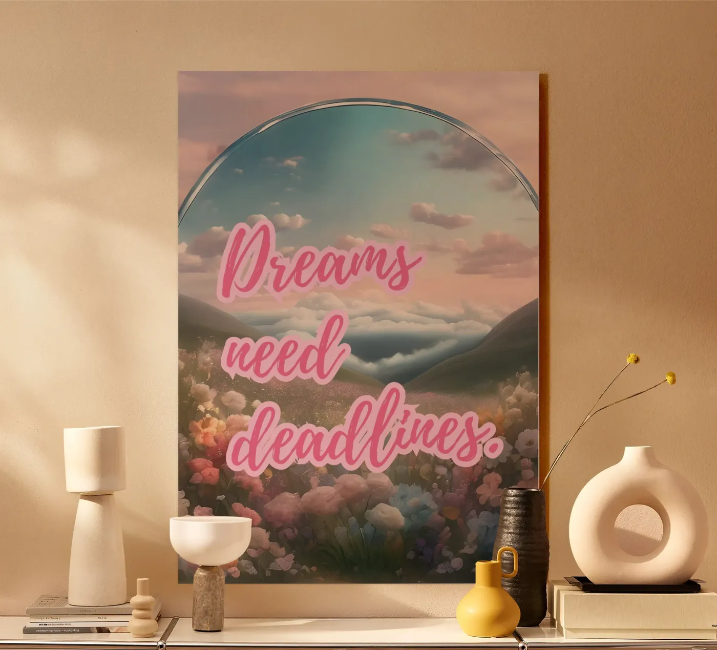 DREAMS NEED DEADLINES plexiglass da SMRT STUDIO