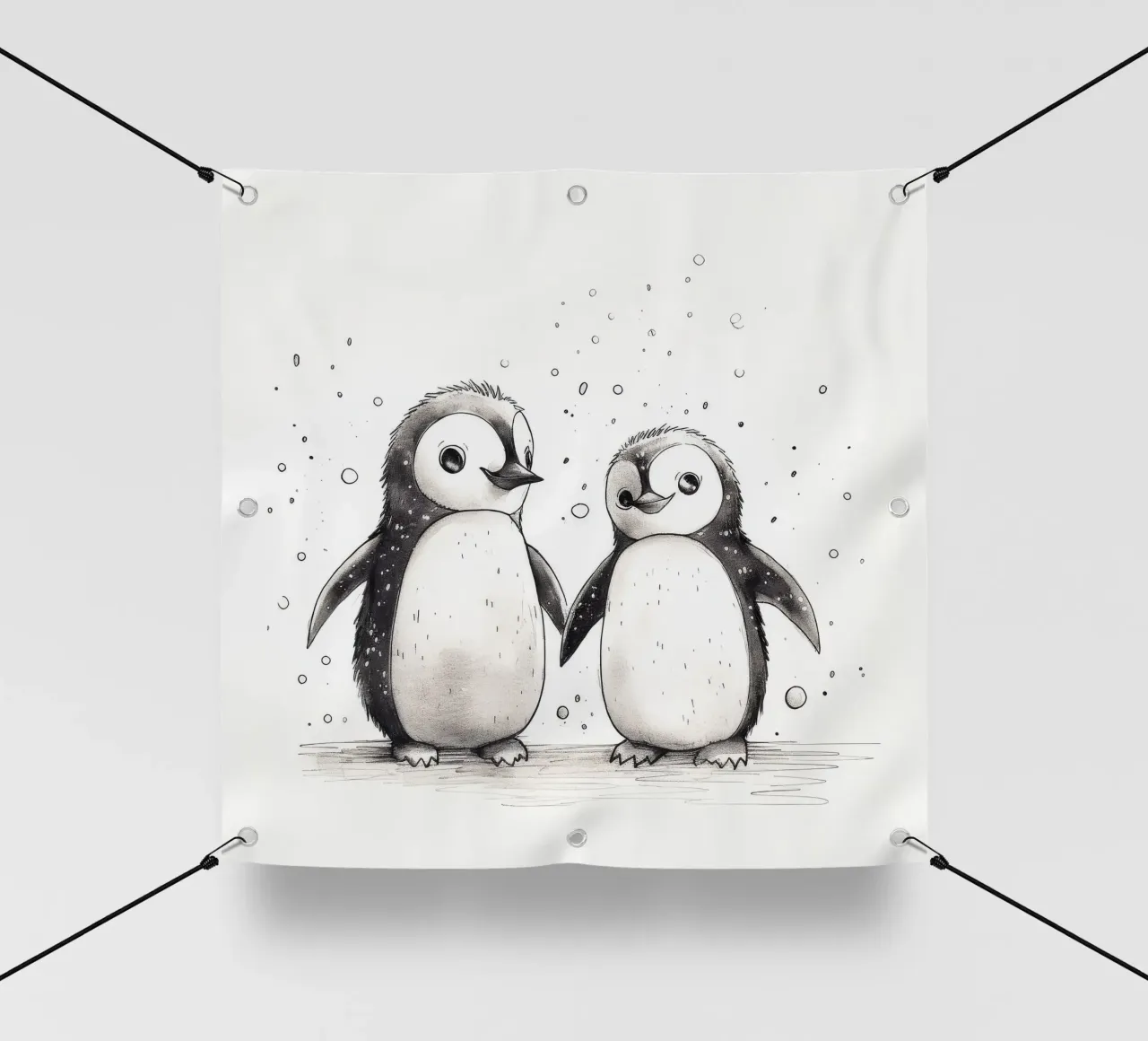 Duo di pinguini retrò telo in pvc da Funny Animals