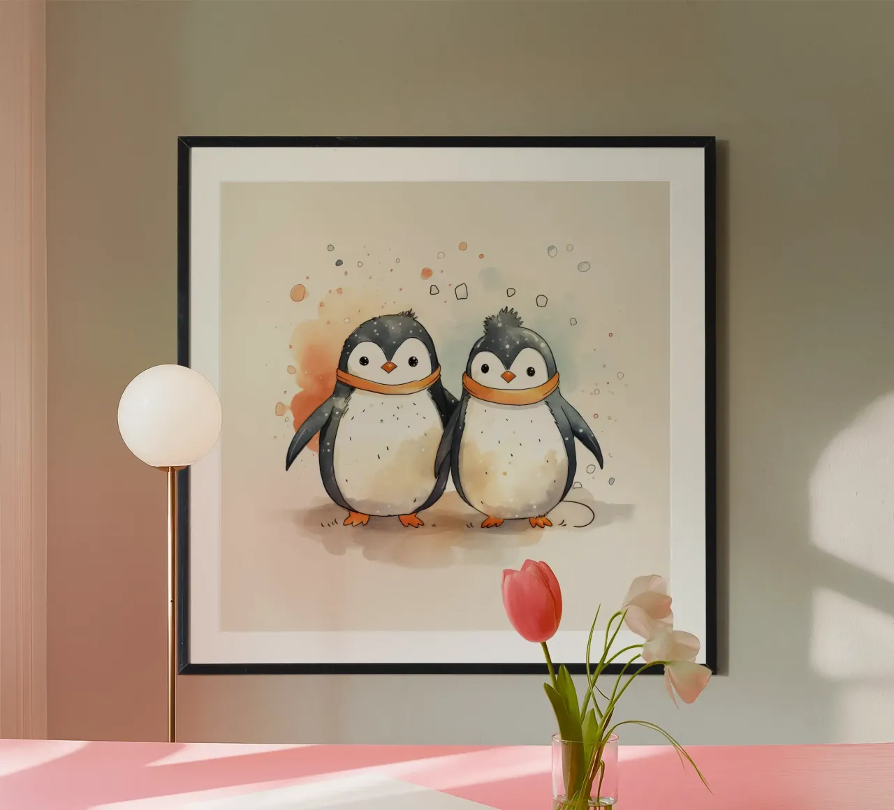 Duo di pinguini retrò carta hahnemühle da Funny Animals