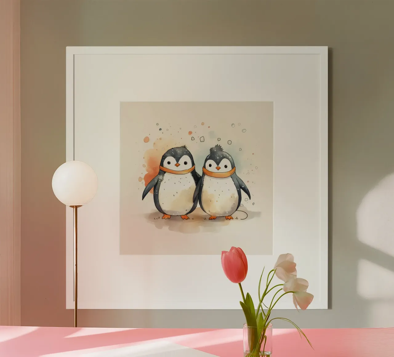 Duo di pinguini retrò carta hahnemühle da Funny Animals