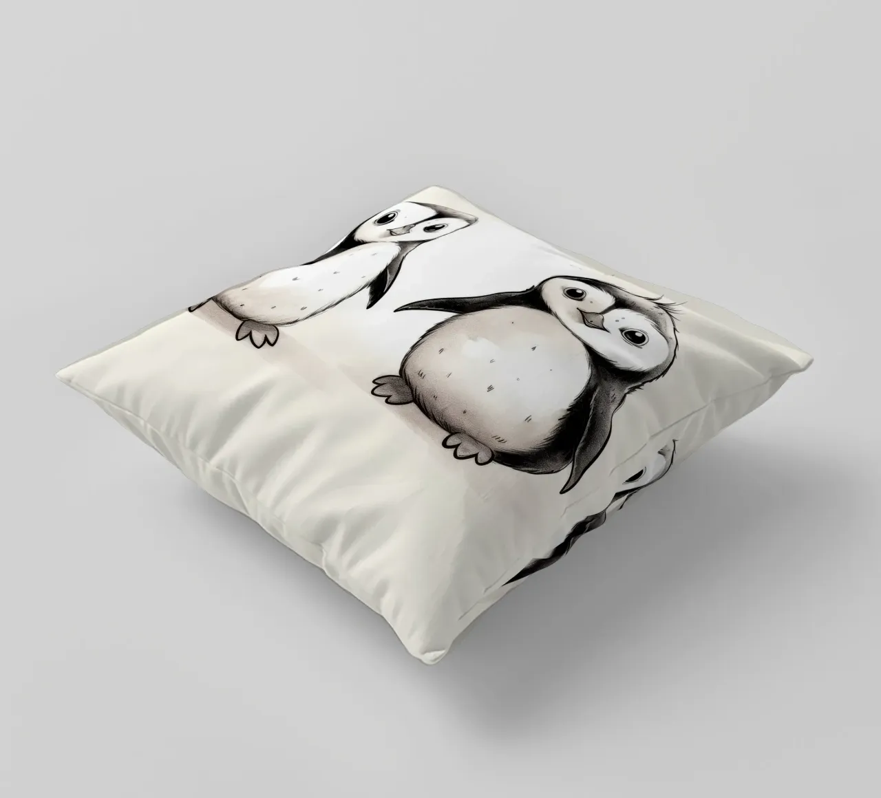 Retro Penguin Duo decorative cushion by Funny Animals