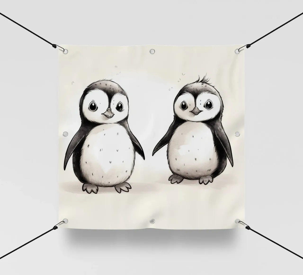 Retro Penguin Duo pvc cover by Funny Animals