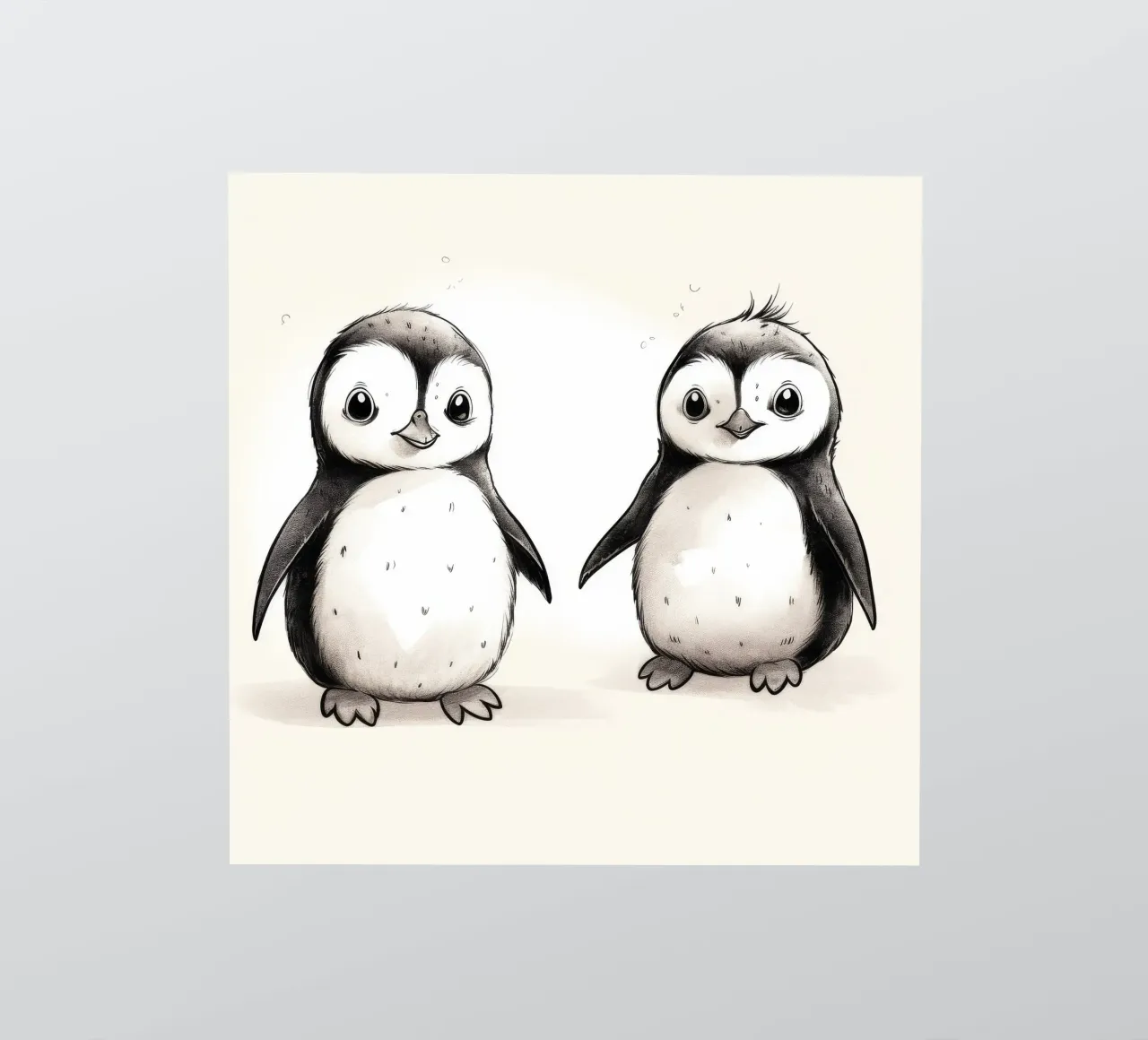 Dúo de pingüinos retro pegatina de Funny Animals
