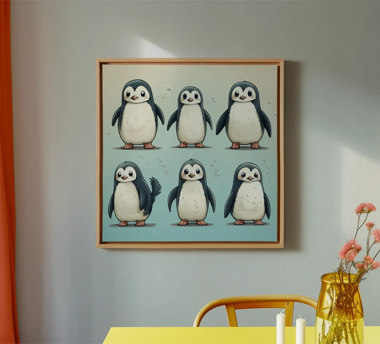 Retro Penguin Gang canvas by Funny Animals