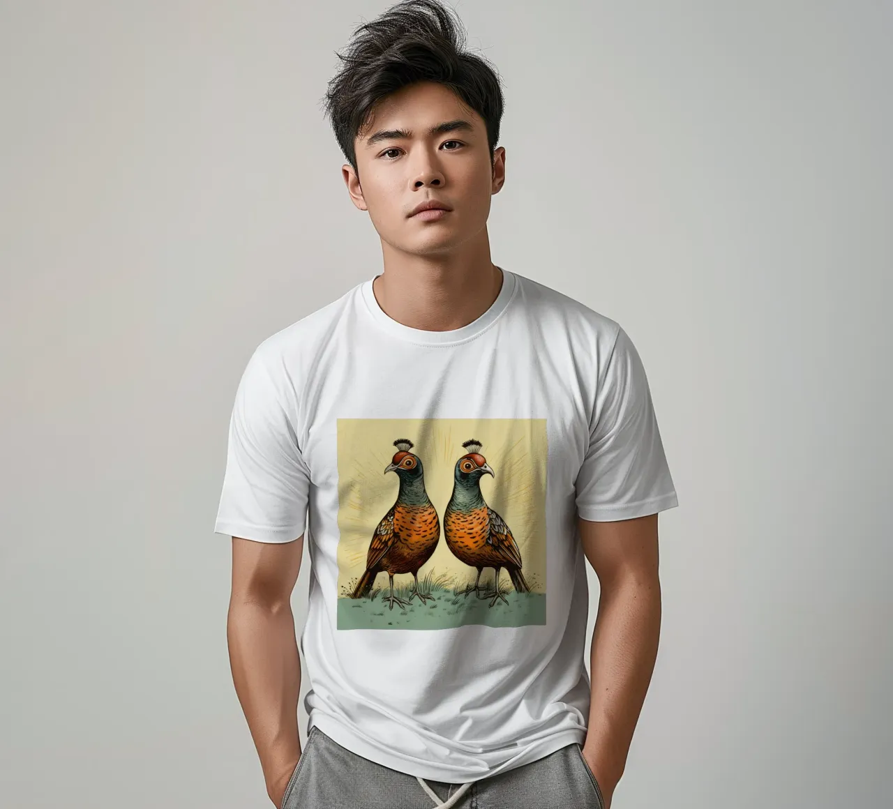 Retro-Fasan Duo T-Shirt von Funny Animals