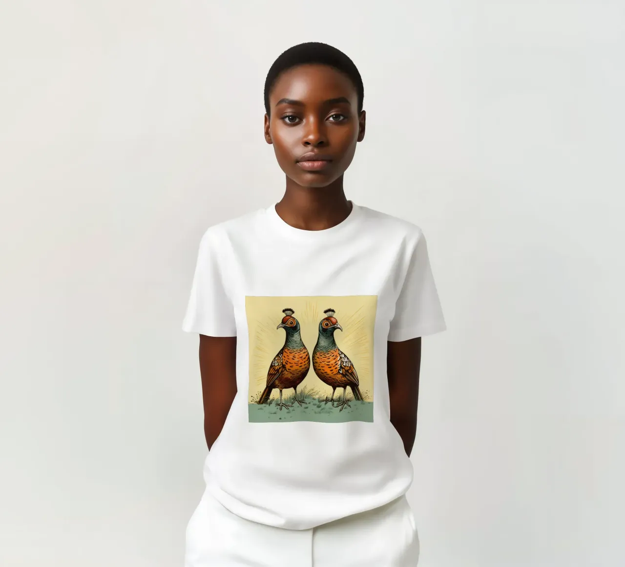 Retro-Fasan Duo T-Shirt von Funny Animals