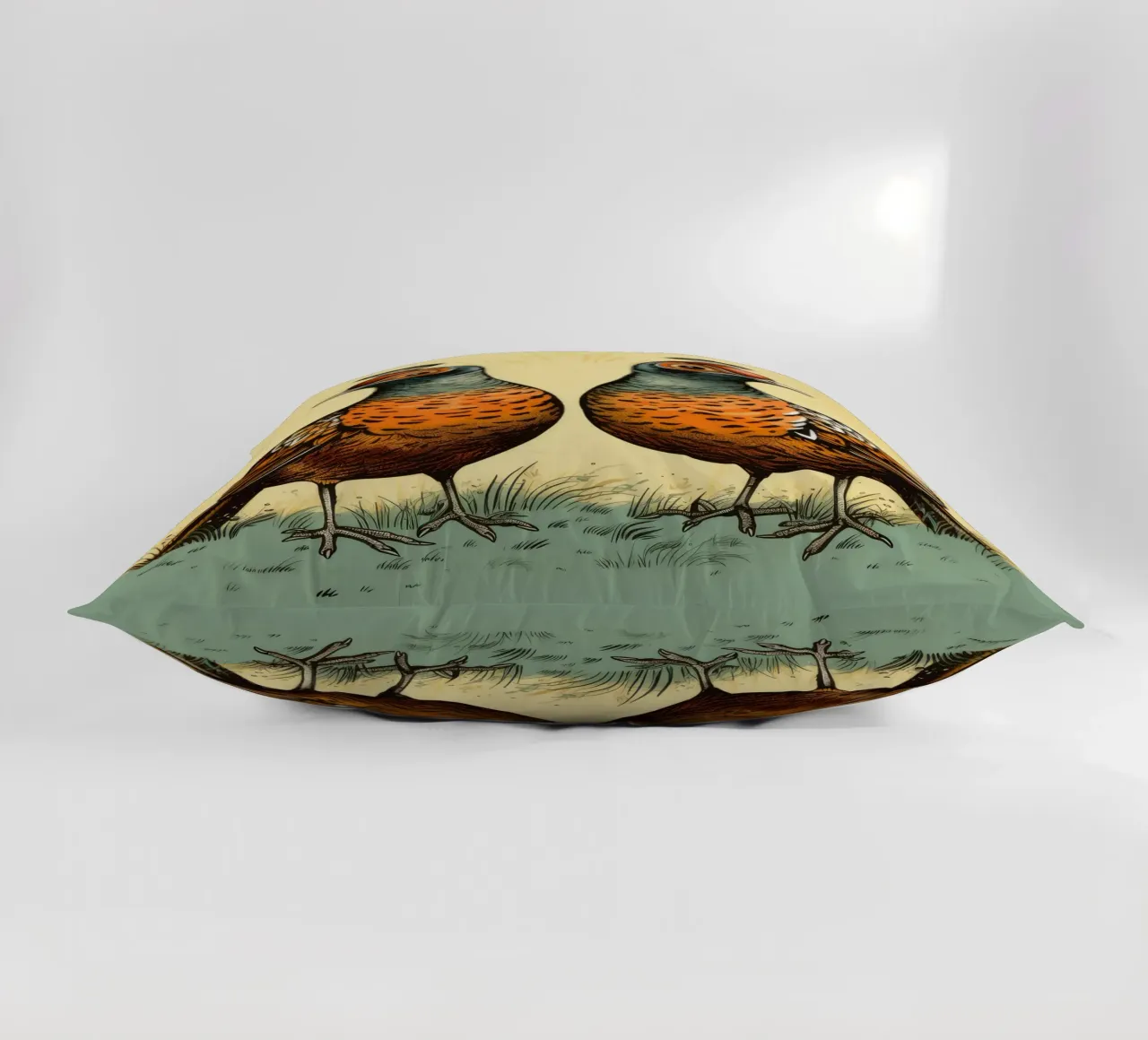 Retro Pheasant Duo decorative cushion by Funny Animals