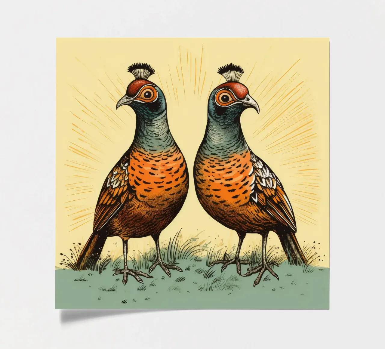 Retro-Fasan Duo Stickerbogen von Funny Animals