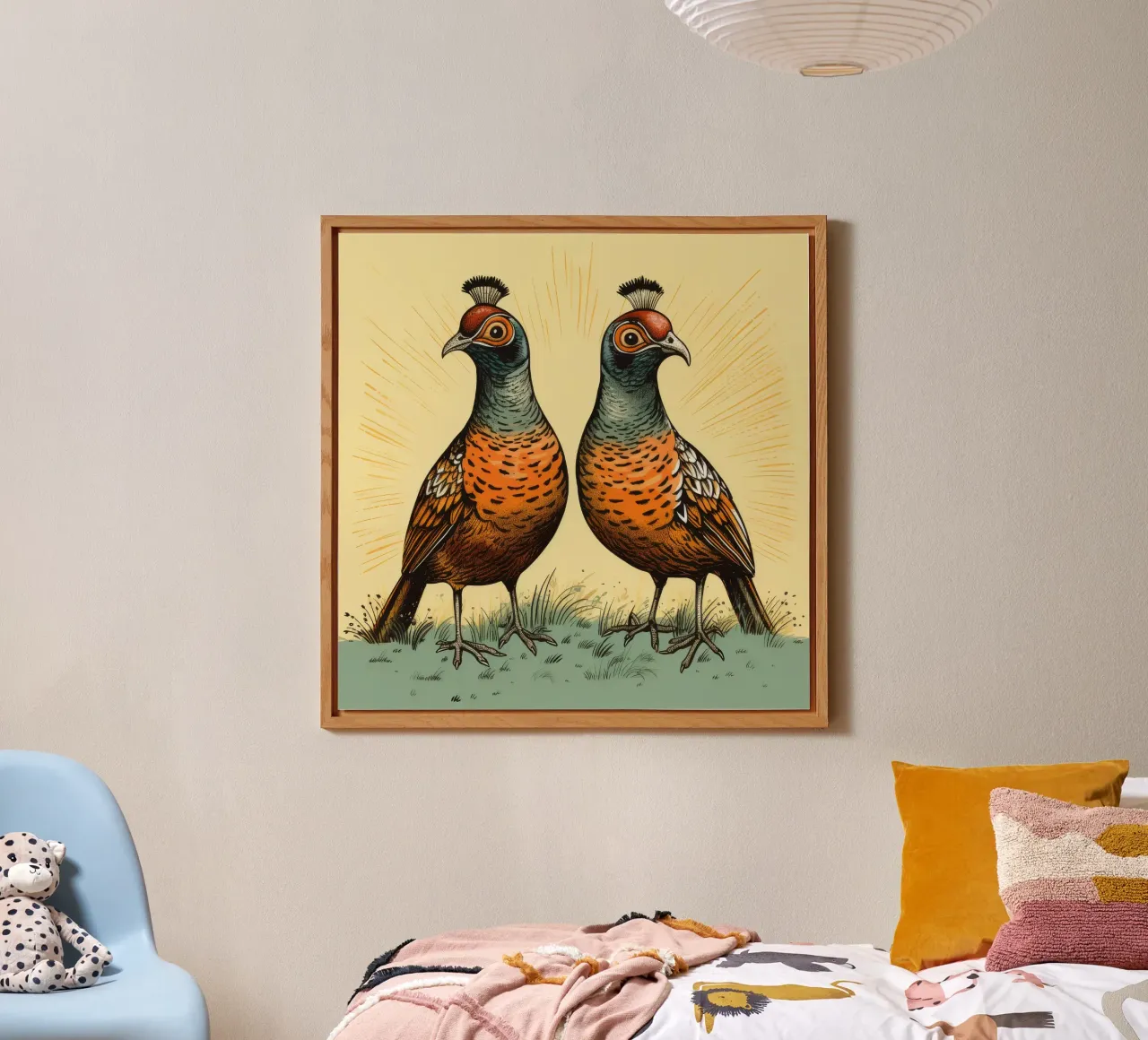 Duo di fagiani retrò alluminio dibond da Funny Animals