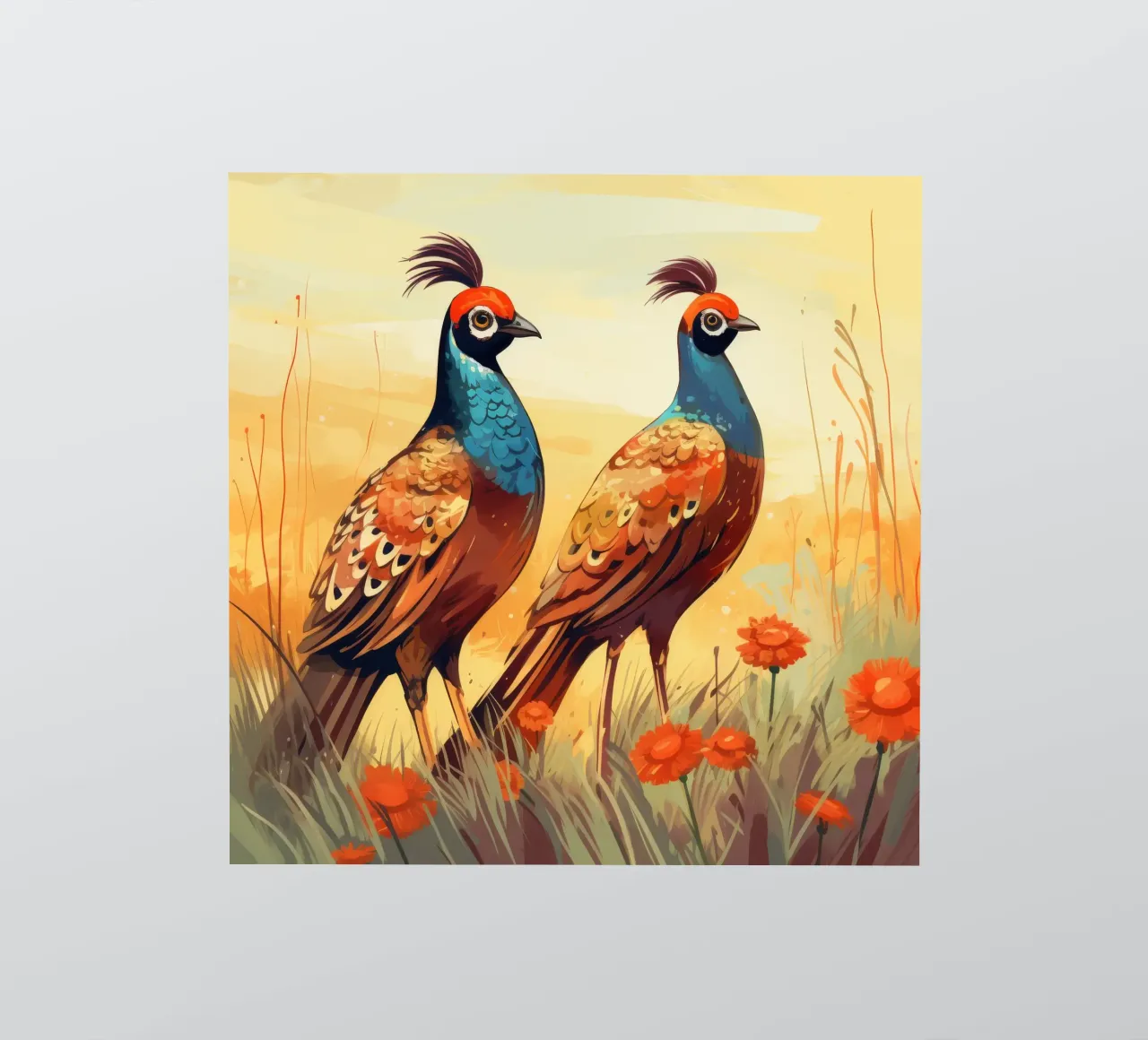 Retro Pheasant Duo sticker by Funny Animals