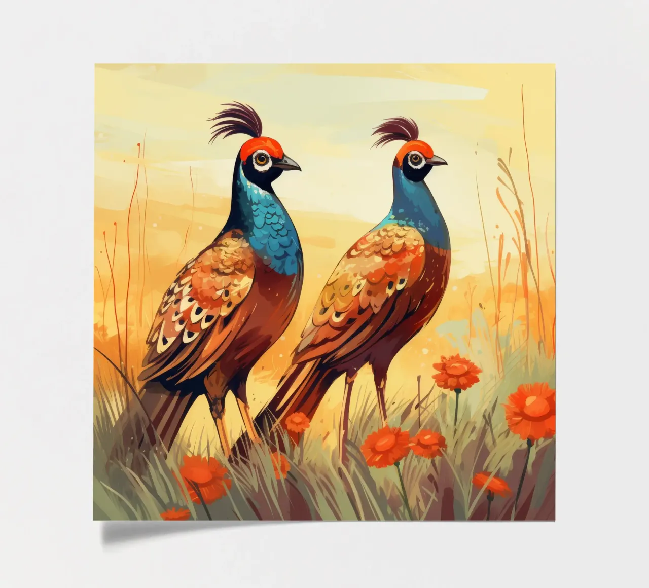 Retro Pheasant Duo sticker sheet by Funny Animals