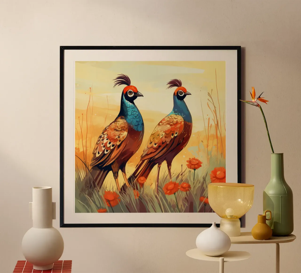 Retro-Fasan Duo Hahnemühle von Funny Animals