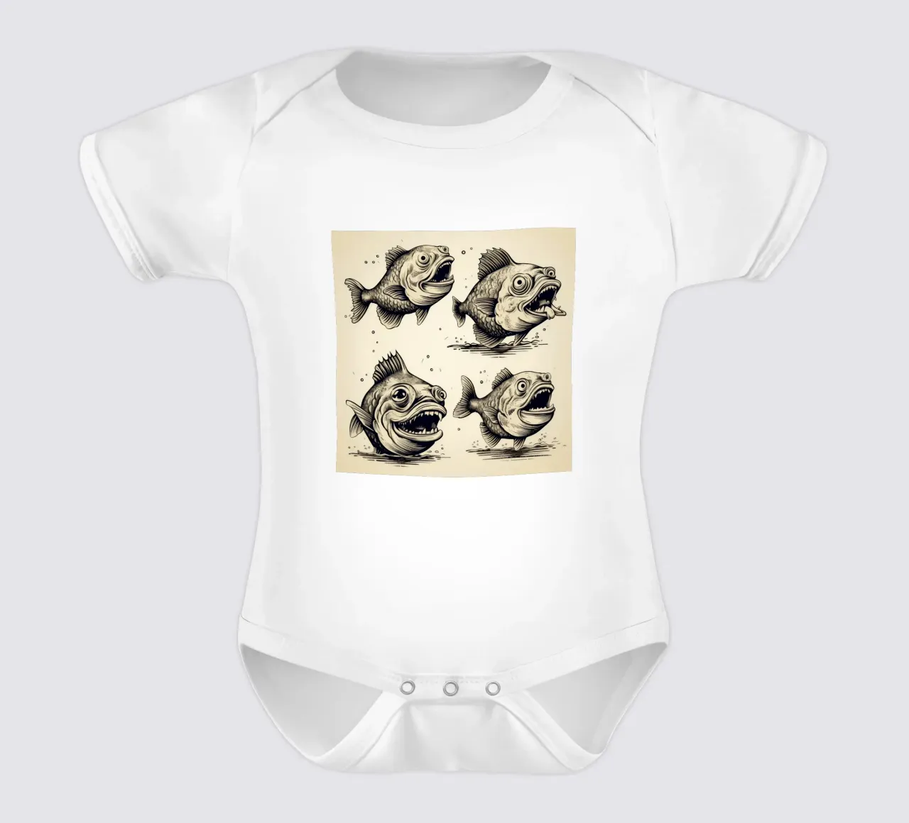 Retro Piranha Gang body neonato maniche corte da Funny Animals