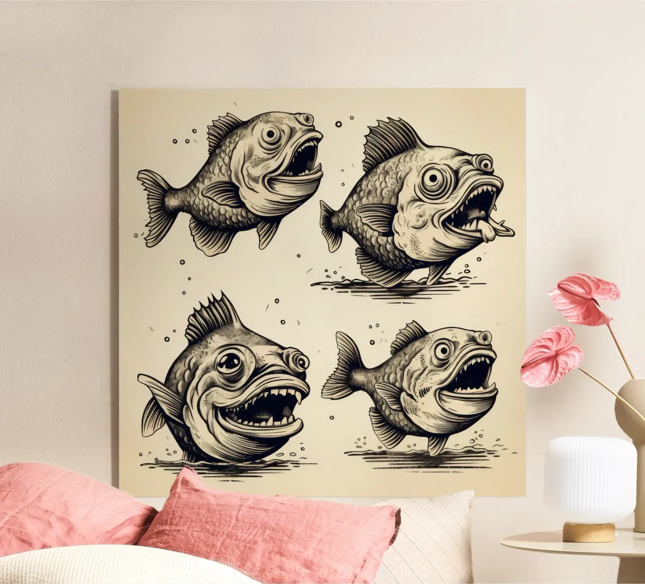 Retro Piranha Gang plexiglass da Funny Animals