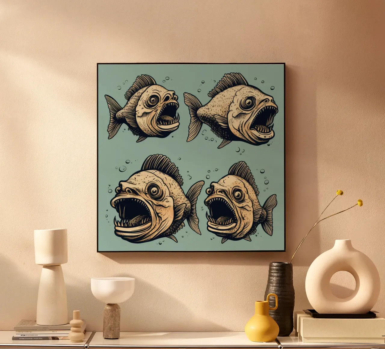 Retro Piranha Gang acrylic glass by Funny Animals