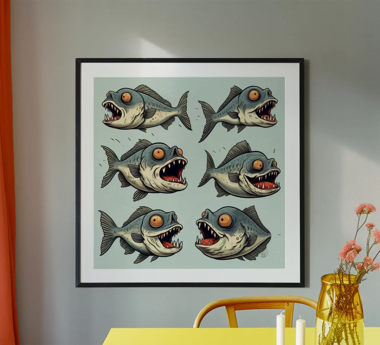 Retro Piranha Gang carta hahnemühle da Funny Animals