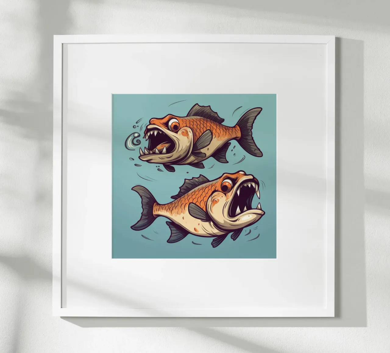 Retro Piranha Duo Hahnemühle von Funny Animals