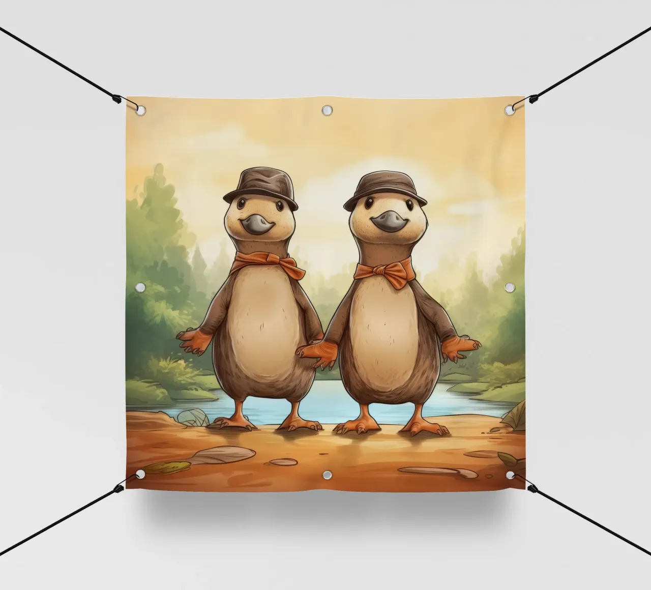 Duo di ornitorinchi retrò telo in pvc da Funny Animals