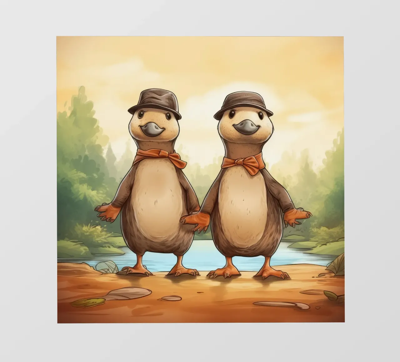 Duo di ornitorinchi retrò telo in pvc da Funny Animals