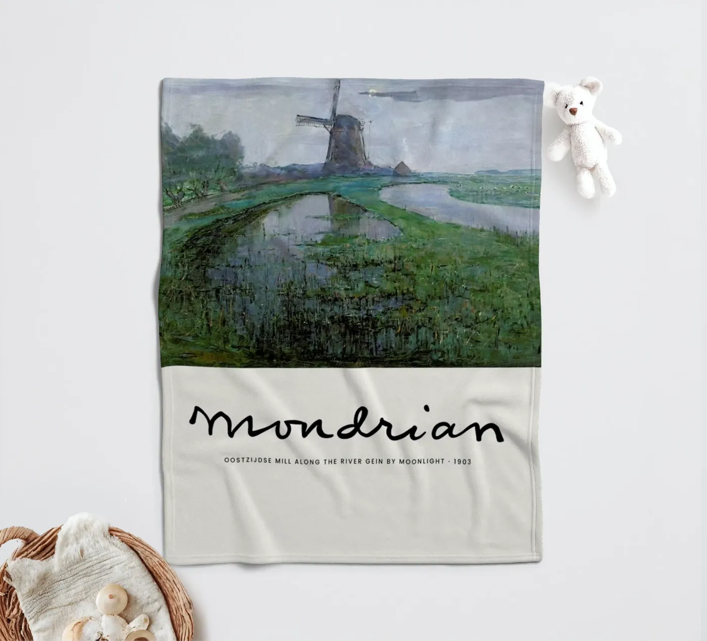 Mondrian – Signed Mill coperta in pile da Vintage by JUNIQE