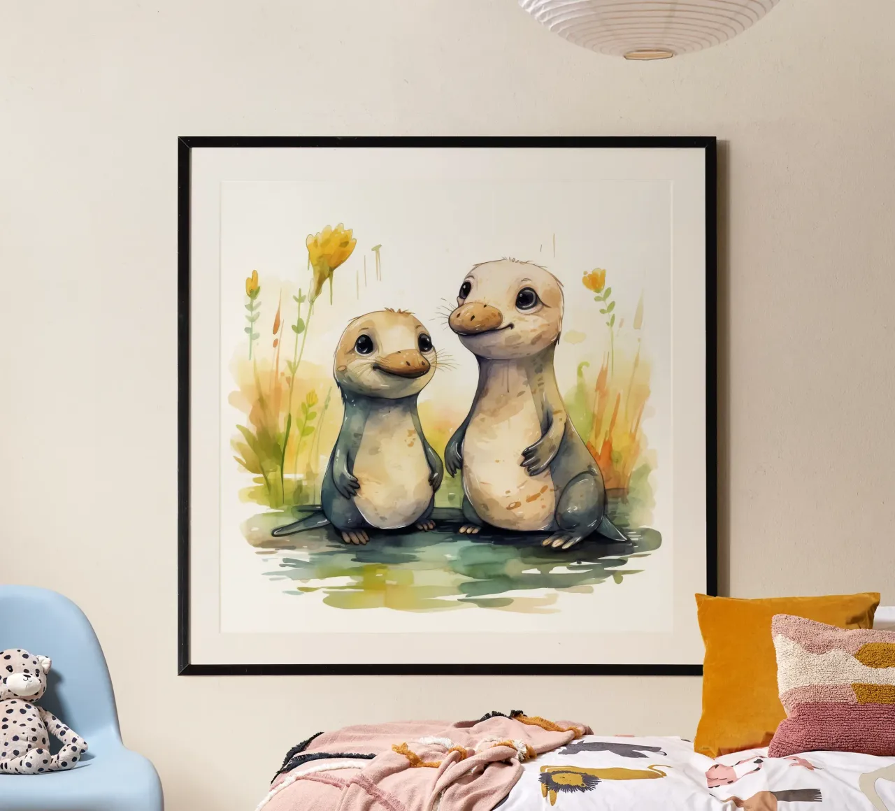 Retro-Schnabeltier Duo Poster von Funny Animals
