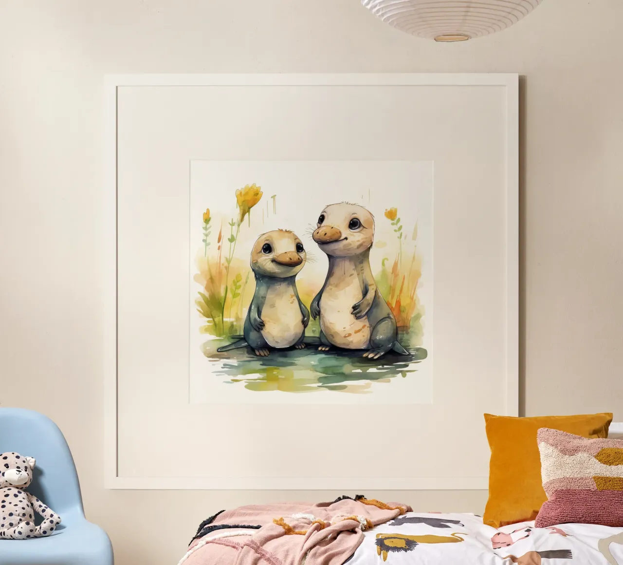 Retro-Schnabeltier Duo Poster von Funny Animals