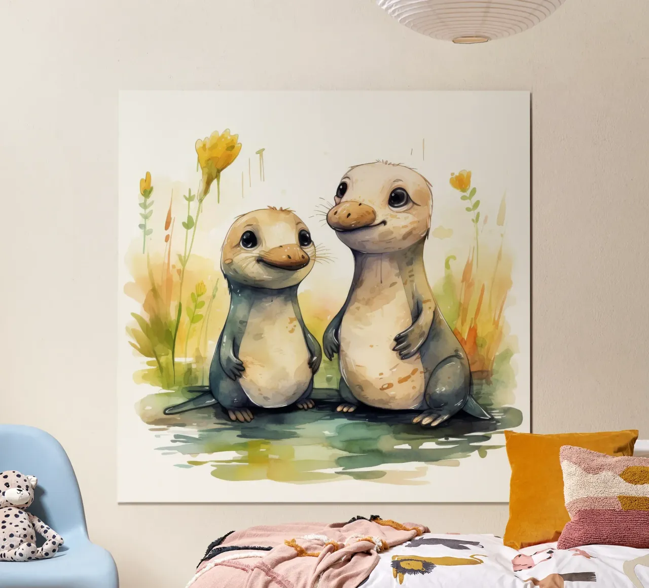 Retro-Schnabeltier Duo Poster von Funny Animals