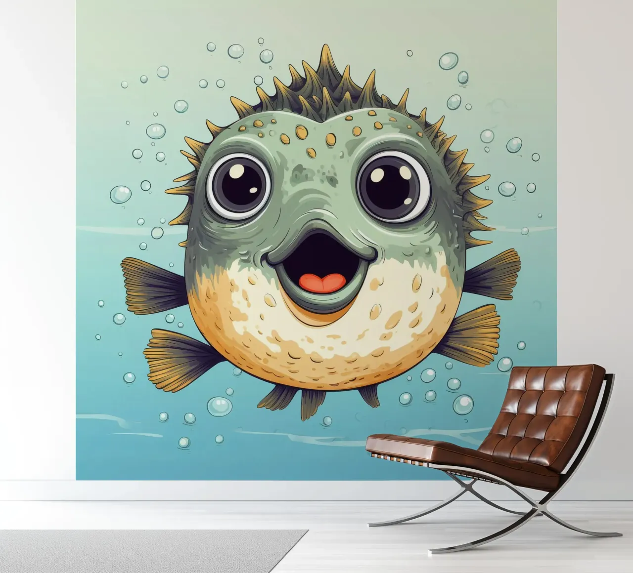 Retro Pufferfish photo wallpaper by Funny Animals