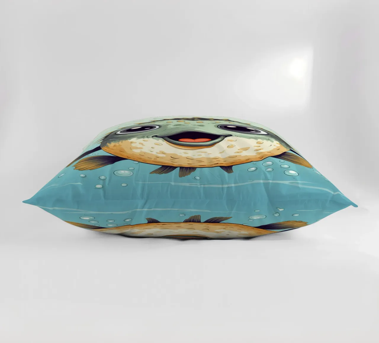 Retro Pufferfish decorative cushion by Funny Animals