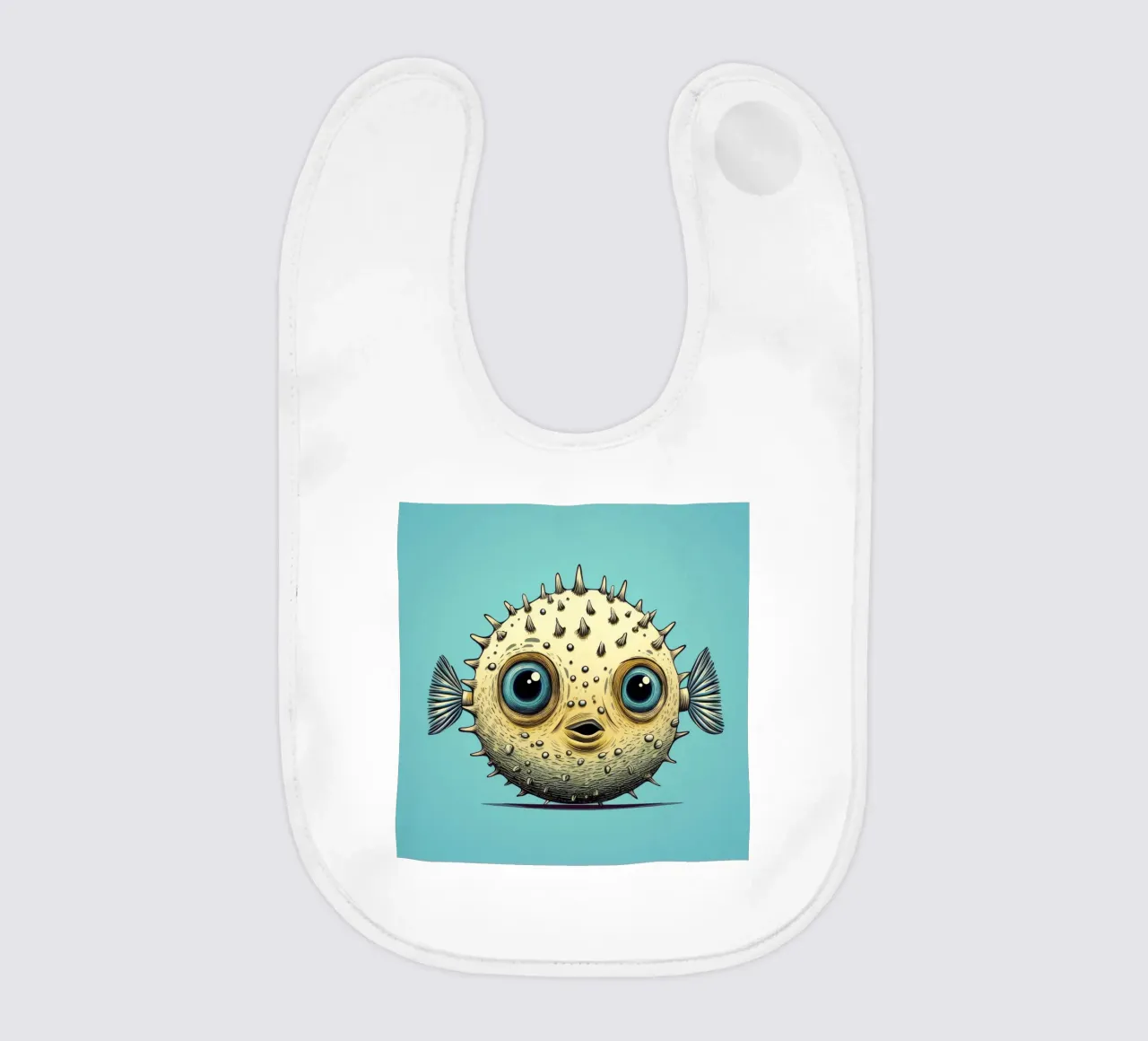 Retro Pufferfish baby bib by Funny Animals