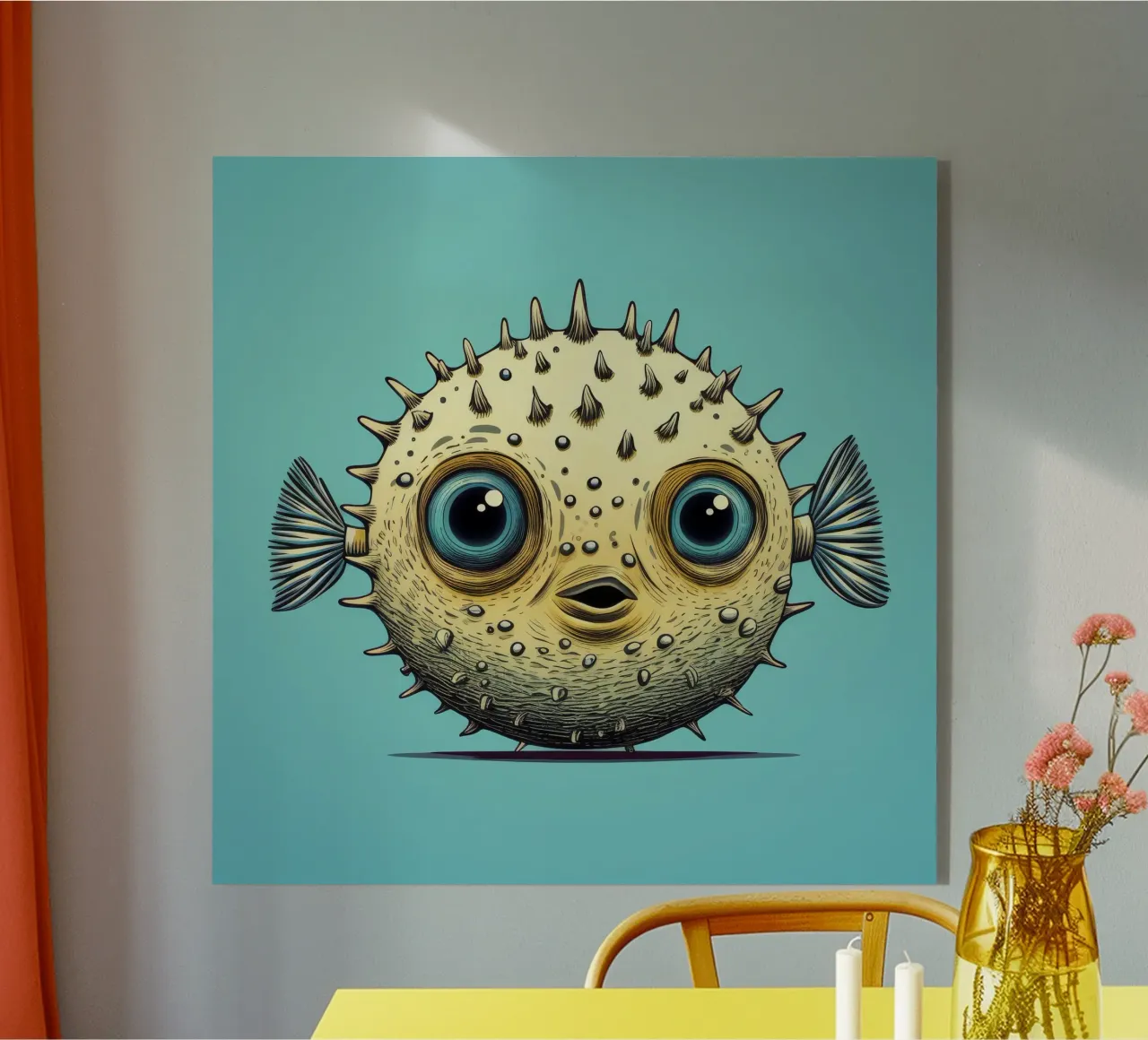 Retro Pufferfish acrylic glass by Funny Animals