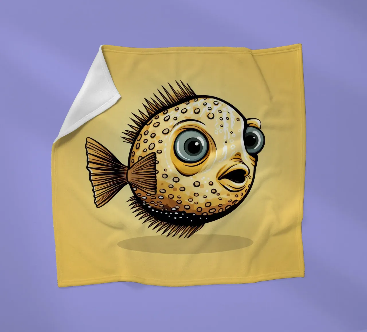 Retro Pufferfish fleece blanket by Funny Animals
