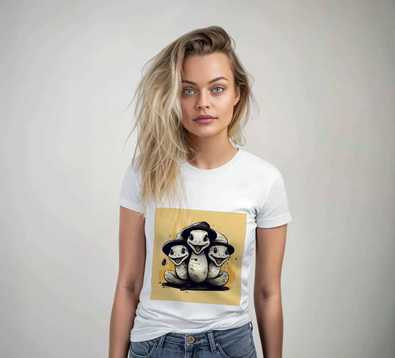 Retro Python Duo dames t-shirt getailleerd van Funny Animals