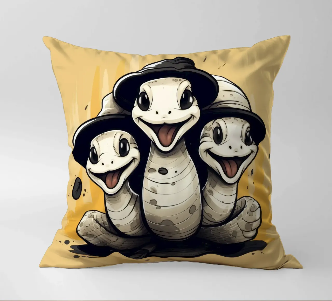 Retro Python Duo decorative cushion by Funny Animals