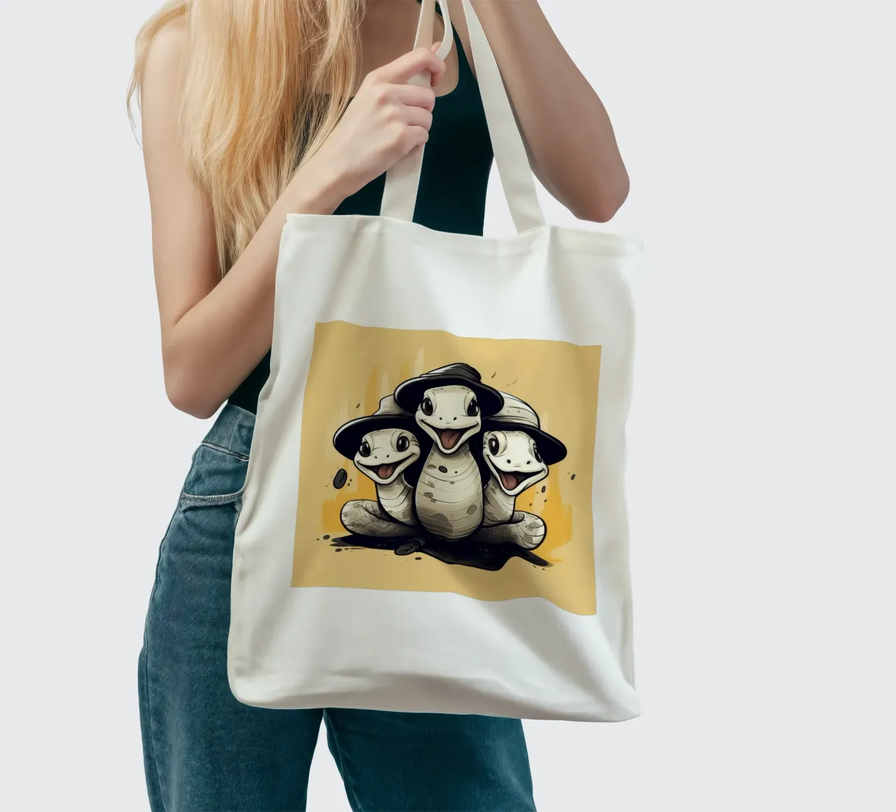 Retro Python Duo Jutebeutel von Funny Animals