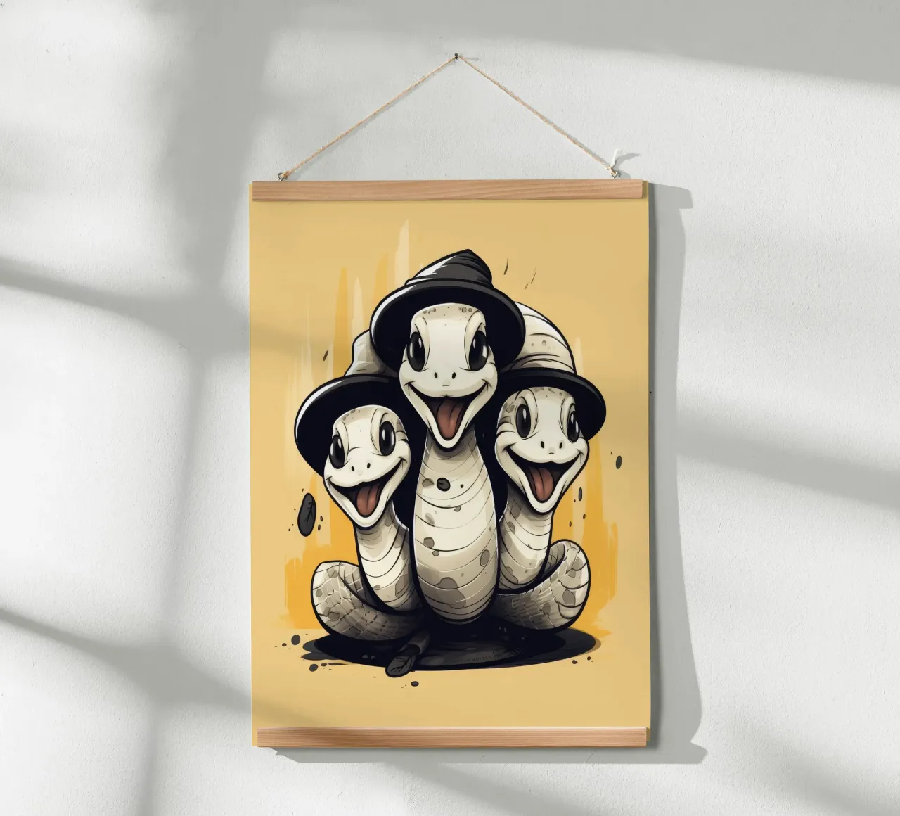 Duo di pitoni retrò poster con telaio in plastica da Funny Animals