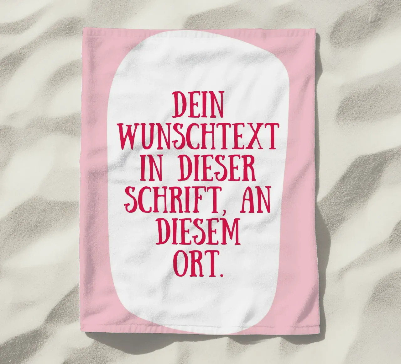 Wunschtext retro in rosa rot telo mare da BAINAI QUOTES
