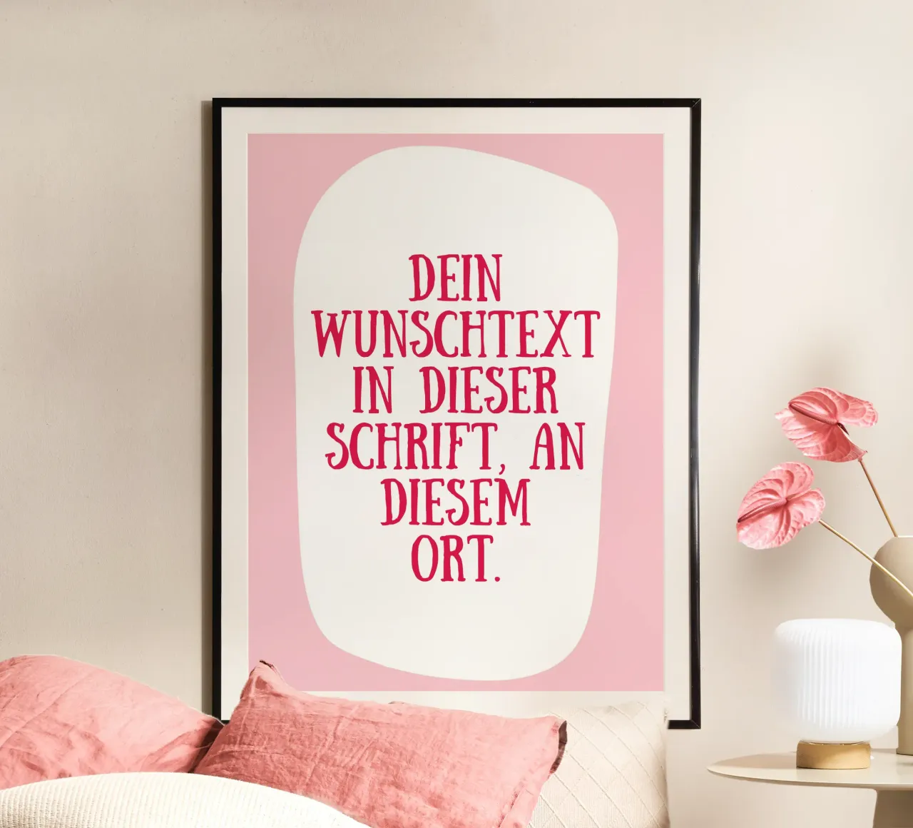 Wunschtext retro in rosa rot carta hahnemühle da BAINAI QUOTES
