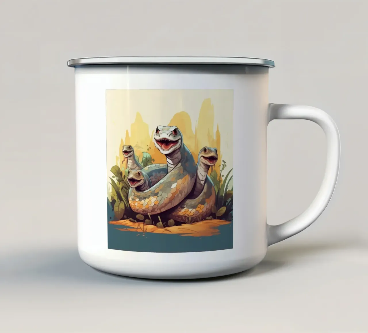Pandilla Retro Python taza de esmalte de Funny Animals