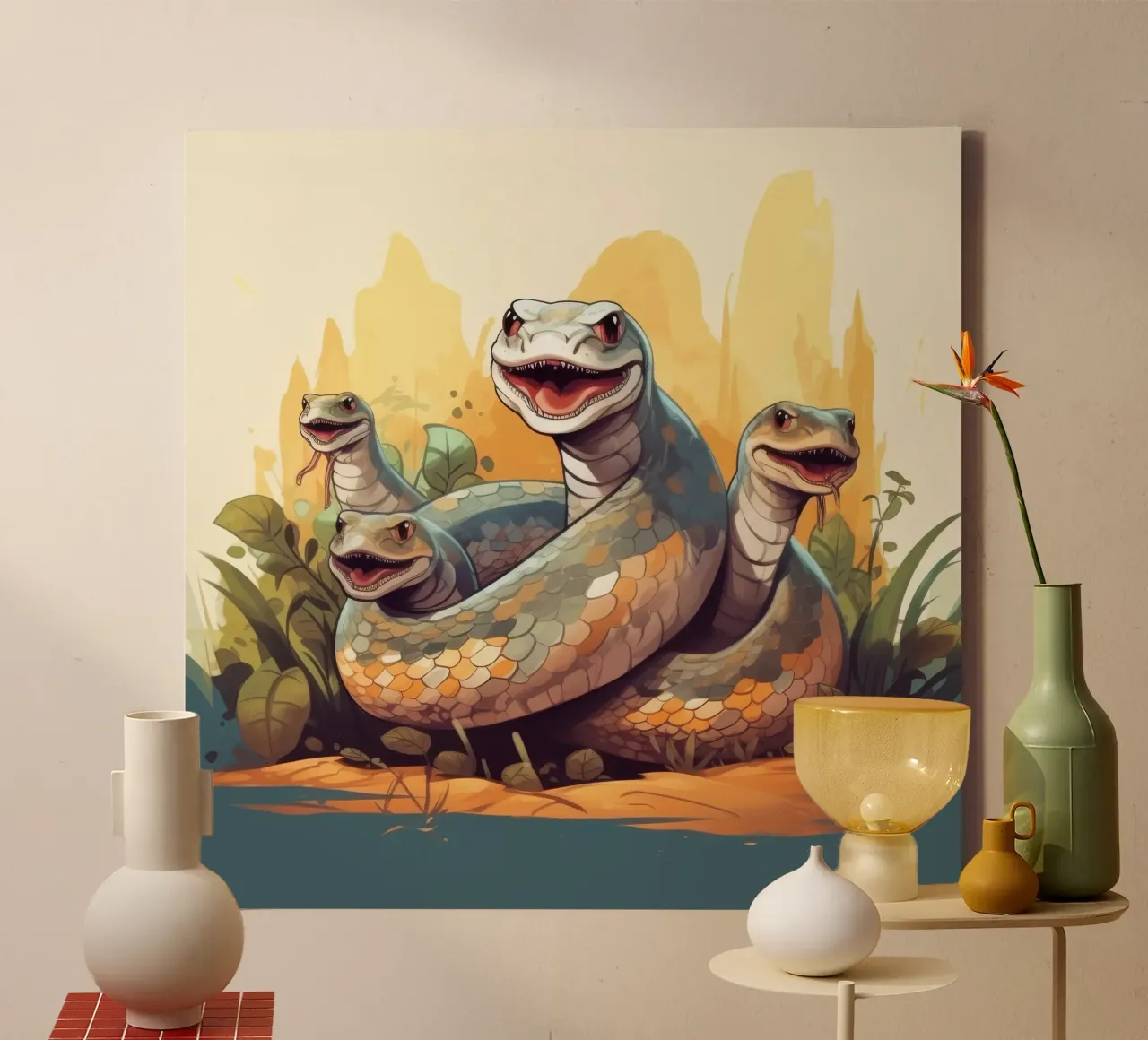 Pandilla Retro Python lienzo de Funny Animals