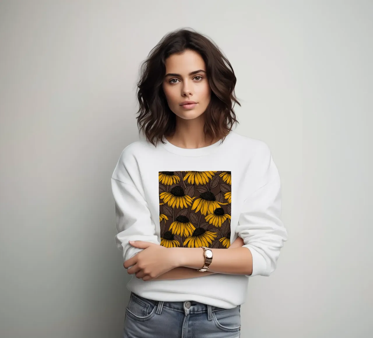 Yellow coneflowers sweatshirt by Painted Nature
