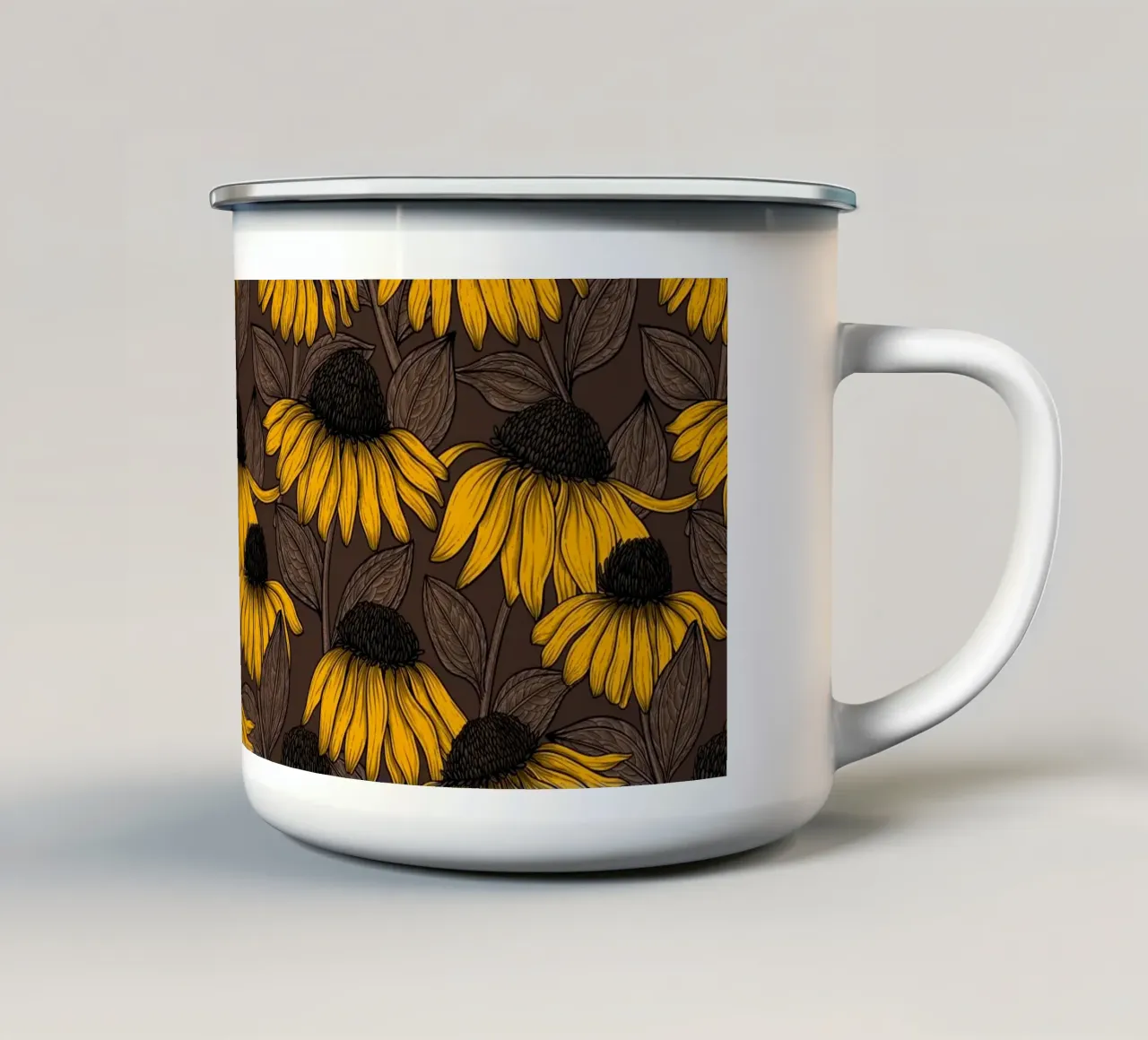 Fiori di conifera gialli tazza in smalto da Painted Nature