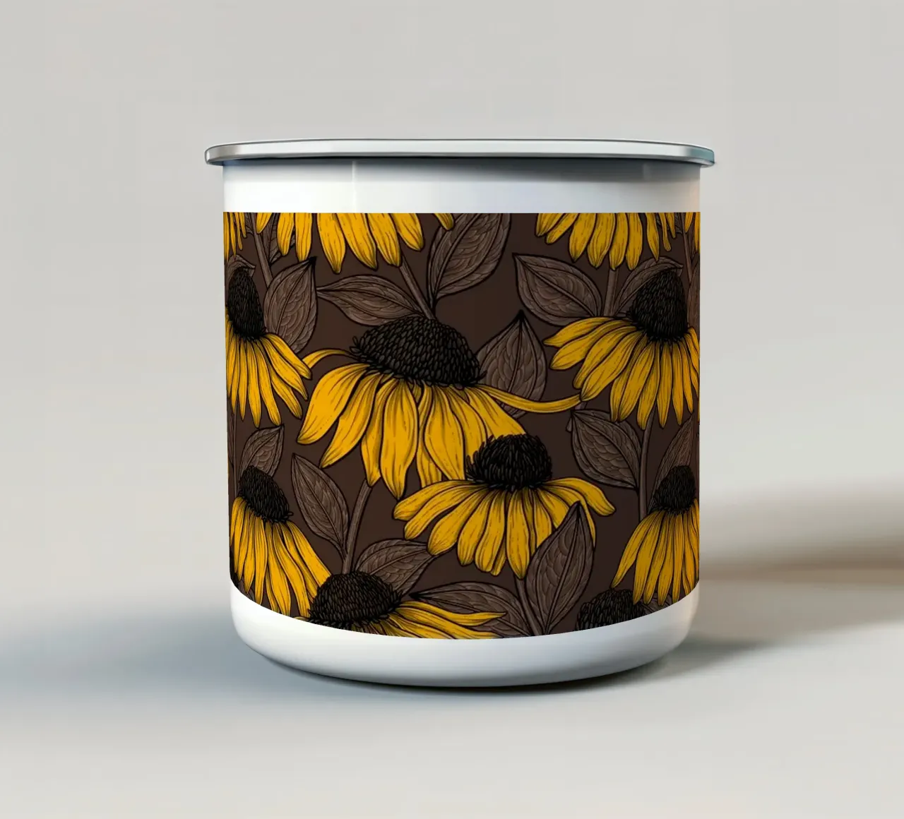 Fiori di conifera gialli tazza in smalto da Painted Nature